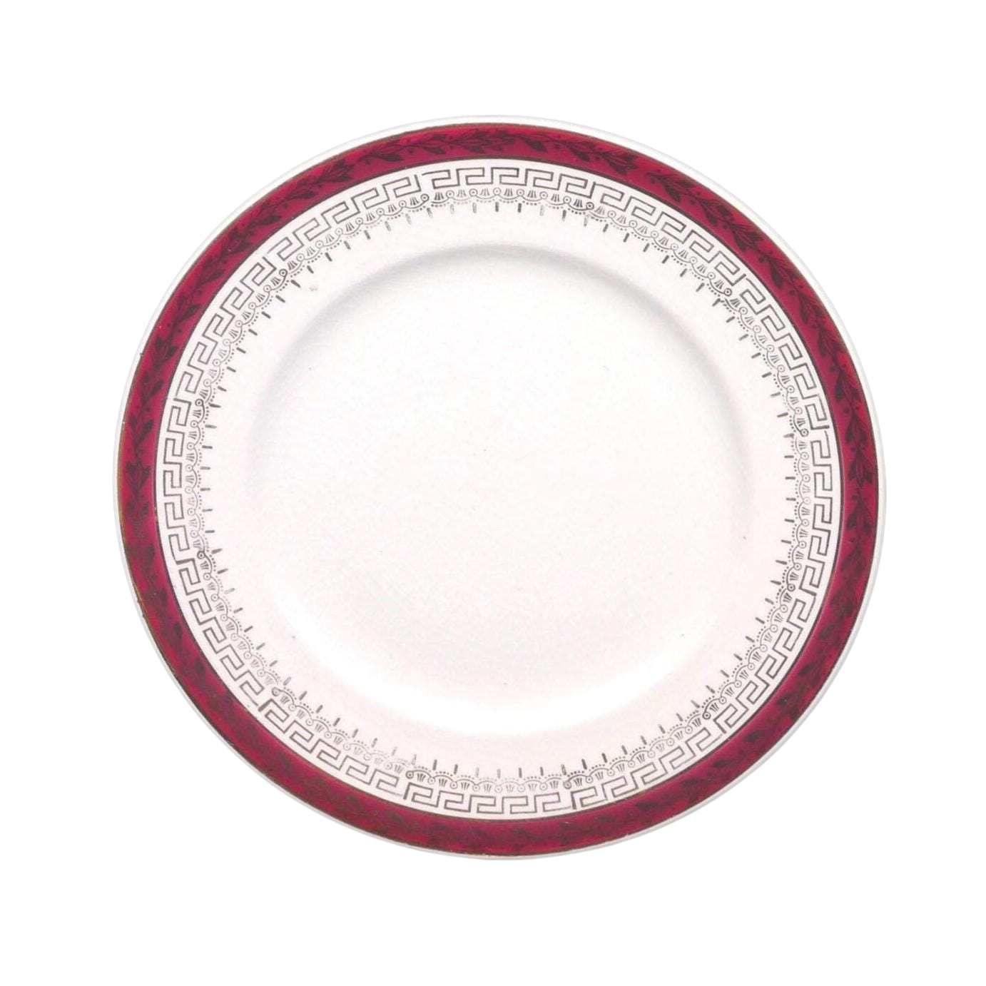 Vintage Red Border Ceramic Dinner Plate