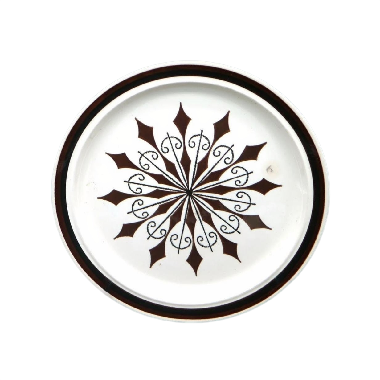 Vintage Black Geometric Ceramic Dinner Plate