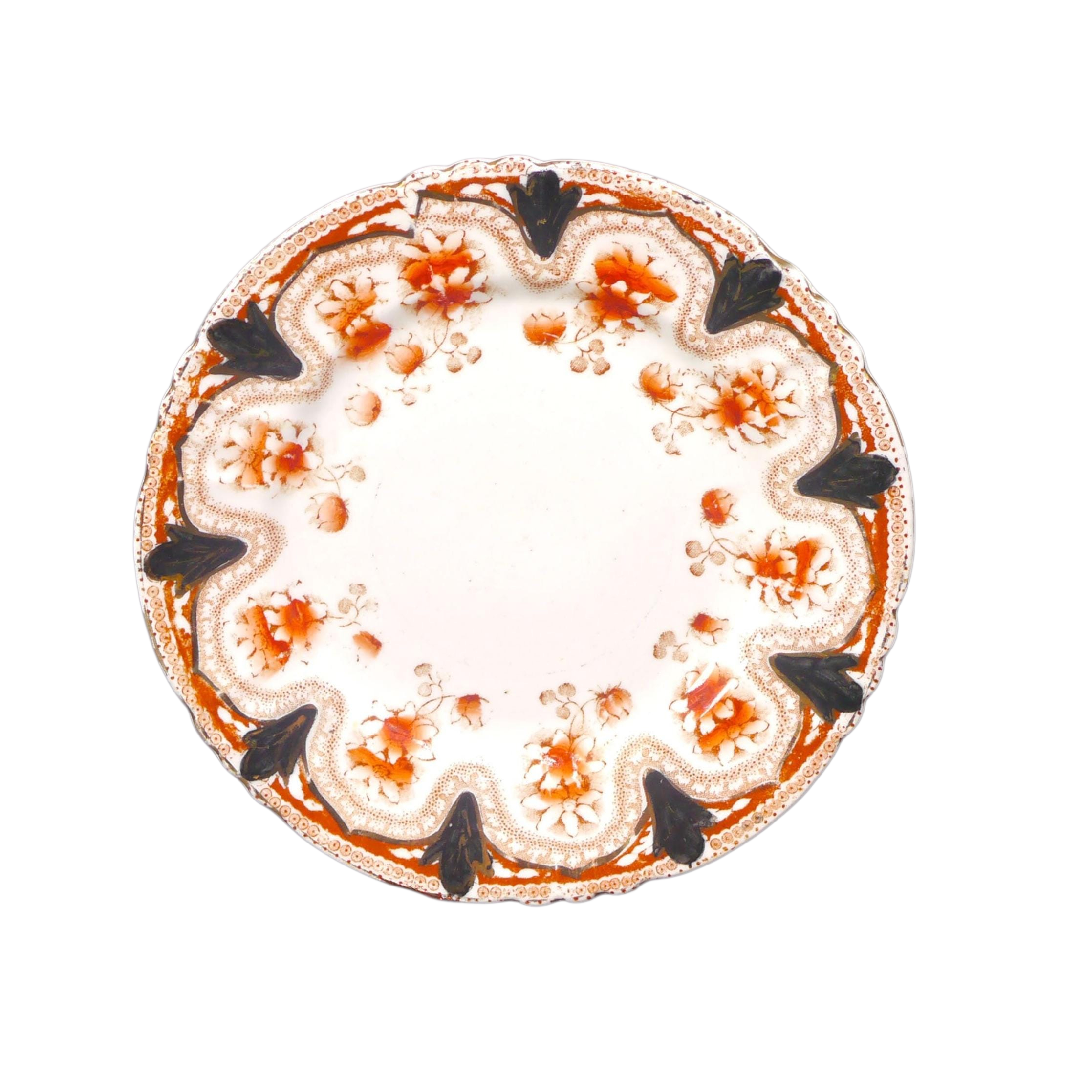 Retro fan-shaped flower ceramic dinner plate